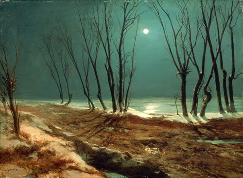 Karl Blechen: Landschaft im Winter bei Mondschein, 1829